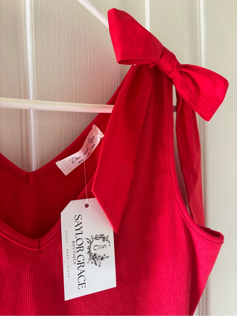 Doe & Rae Red Tie-Shoulder Tank Top - Picture 2 of 2